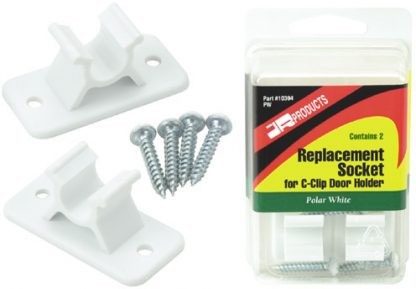 Colonial White Socket Only C-Clip Style Door Holder (2 Pack)